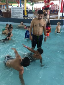 Kids having fun in the wave pool
