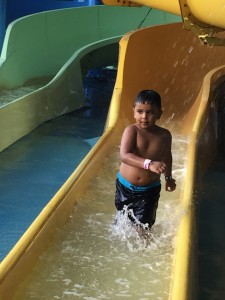 Zyan in action on water slide